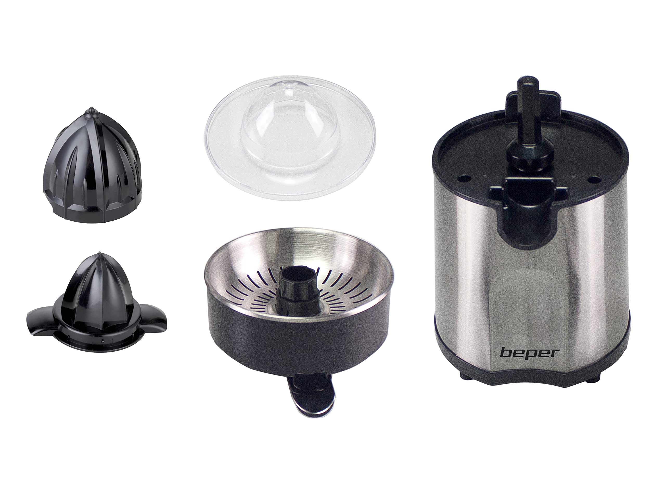 BEPER P102EST001 Exprimidor de Naranjas Electrico, Cuerpo de Acero - Extractor de Zumos Naranjas