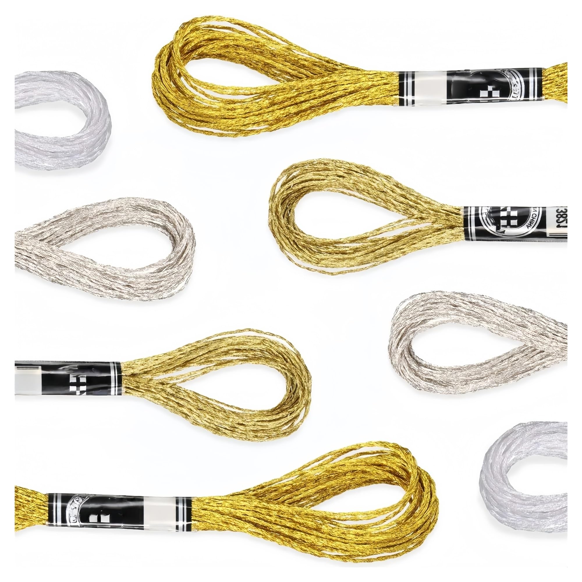 6/24 pezzi di filo da ricamo metallizzato glitterato, filo fai da te, filo da punto croce, filo in poliestere for braccialetti, artigianato(24Pcs Mixed)