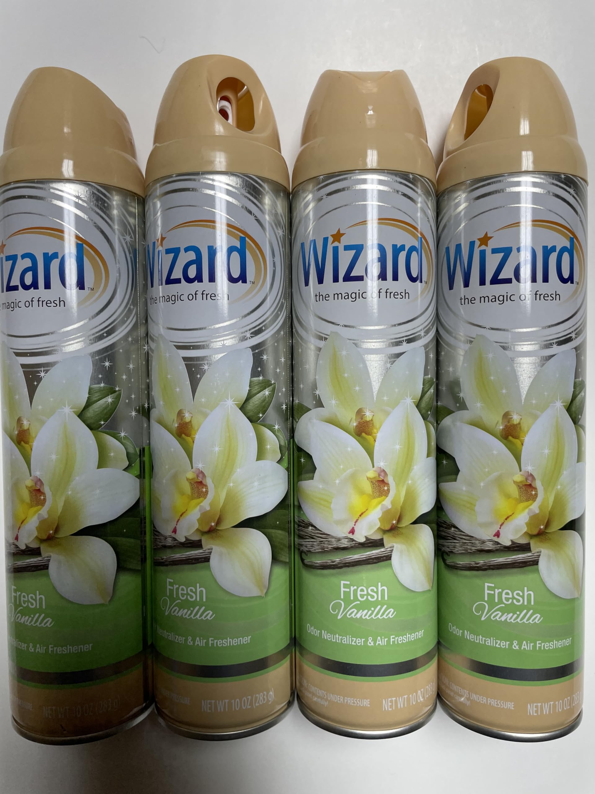 Wizard The Magic of Fresh | Odor Neutralizer & Air Freshener - 10 Oz. Fresh vanilla (Pack of 4) (Packaging May Vary)