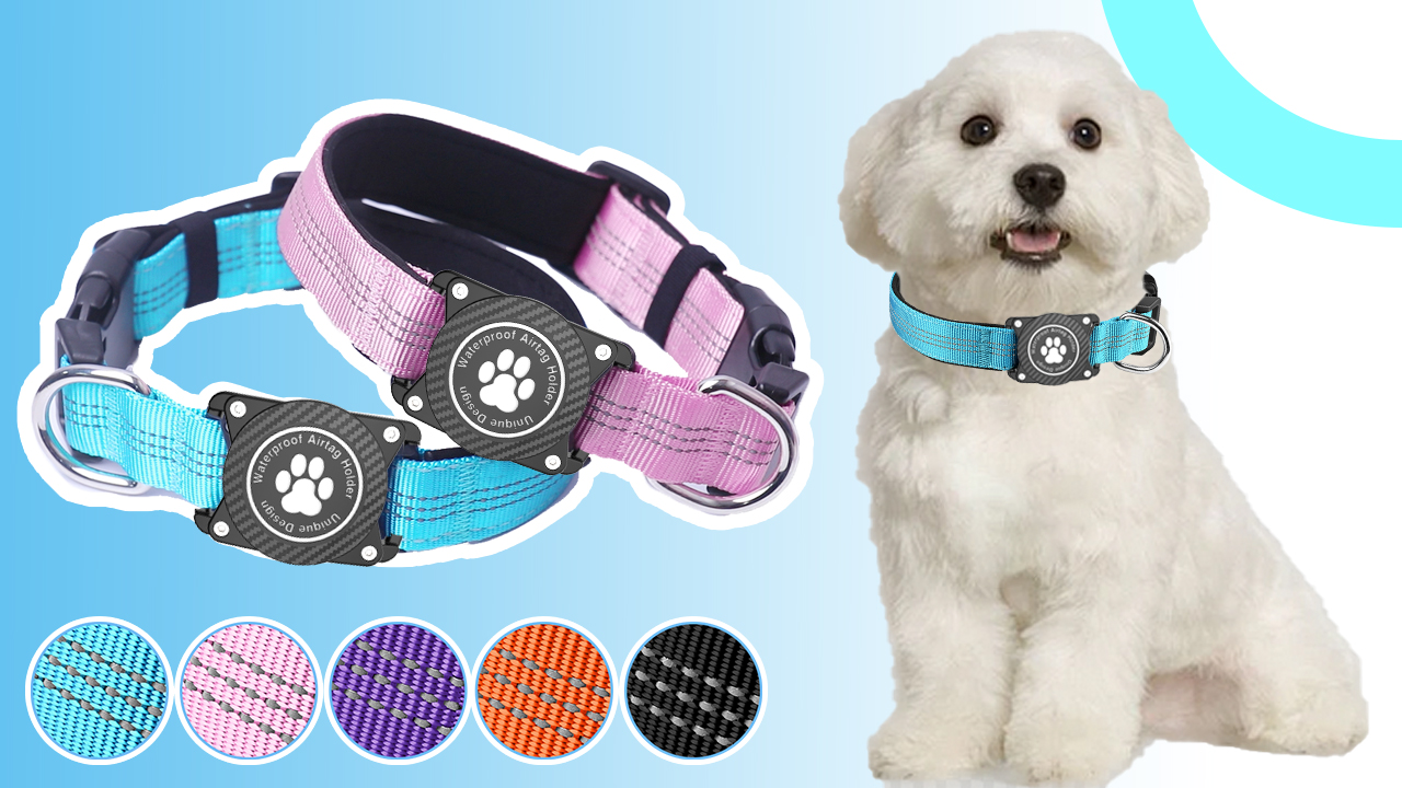 Airtag Hundehalsband – Wasserdicht Mit Integrierter Airtag-Hülle, Reflektierend & Leuchtend, Verstellbar, Größe L