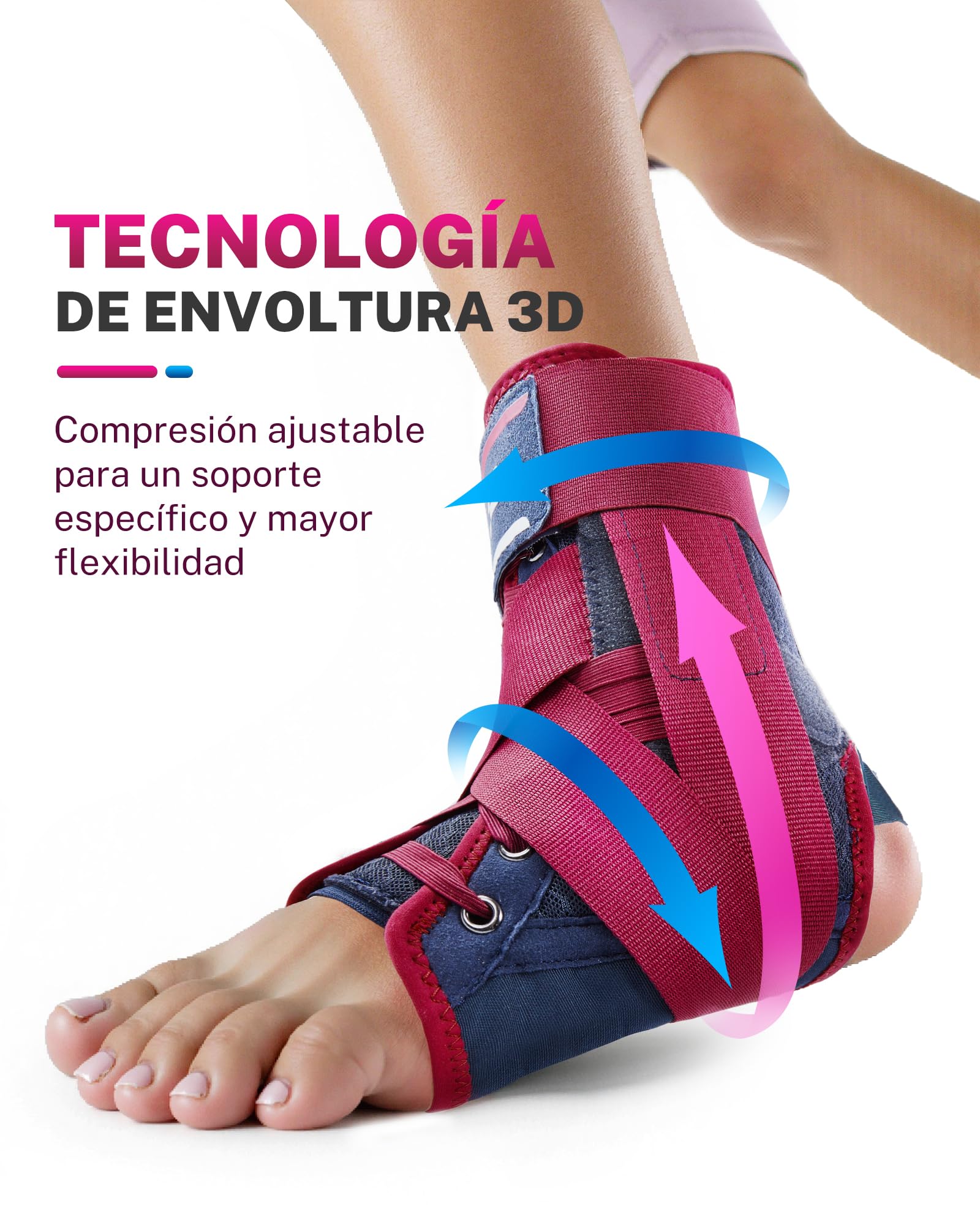 Fitomo Tobillera para Esguince, Tobillera Deportiva Hombre Mujer Estabilizadora de Tobillo con Refuerzo Lateral Extraíble, Adjustable para Ambos Pies, Apto para llevar con Zapato, 1 Unidad