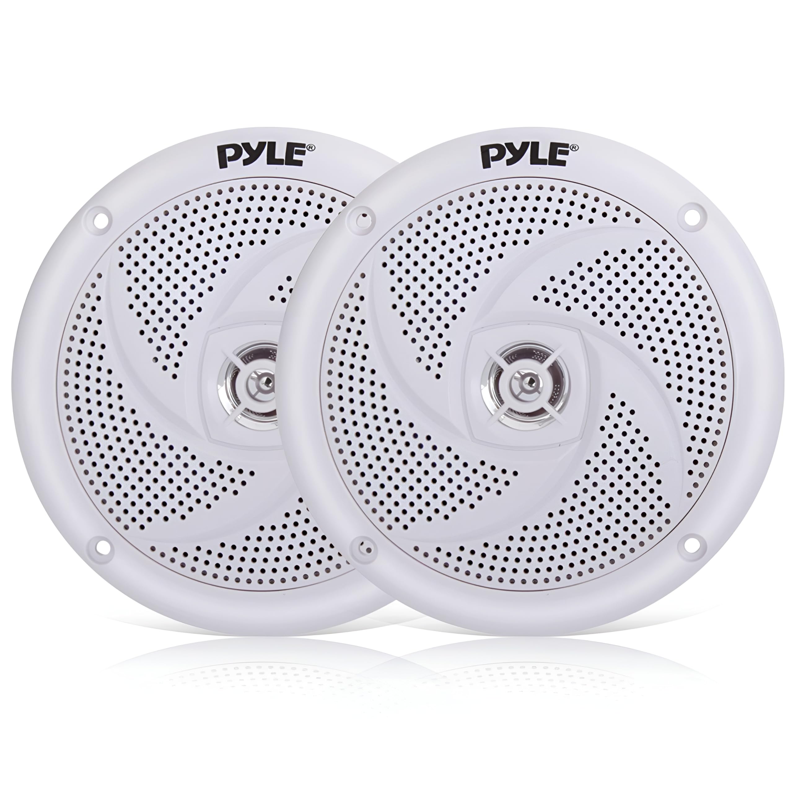 Pyle 10cm Marine Speakers, Waterproof 2-Way Outdoor Audio System, 100W Power, Low-Profile Slim Design, Weather-Resistant Stereo Sound for Boat, ATV, UTV & More – Pair (White)
