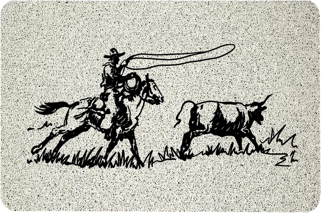 Western Door Mat,Cowboy Retro Front Door Mat Indoor Outdoor Entrance,Western Cowboy Decor,17"X30" （Nylon） Doormat…