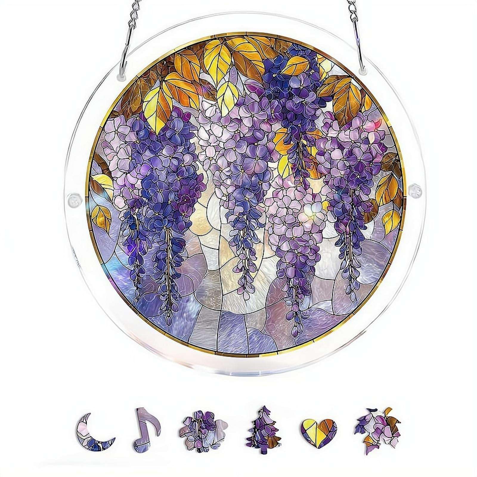 Acrylic Puzzles Suncatcher Window Hanging,83Pcs Sun Catcher Acrylic Puzzles Garden Decoration,Sun Catcher Stained Glass AcrylicPuzzle Decoration,for Women Men Birthday Mother's/Father's DayGift — view 28