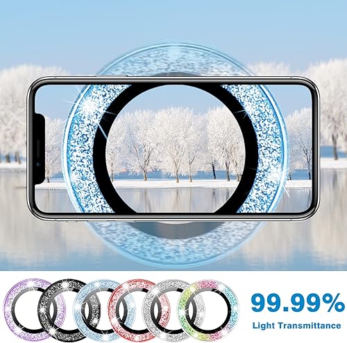 Miniatura 3 de Protector de lente de cámara compatible con iPhone 14 y 14 Plus, cubierta de lente de diamante brillante con purpurina 9H, cubierta de cámara de