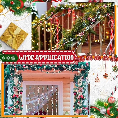 Miniatura 8 de Peppermint Christmas Tree Bead Garlands, Peppermint Hanging Christmas Tree Garland Pearl Xmas Tree Bead for Christmas Tree Fireplace Wreath