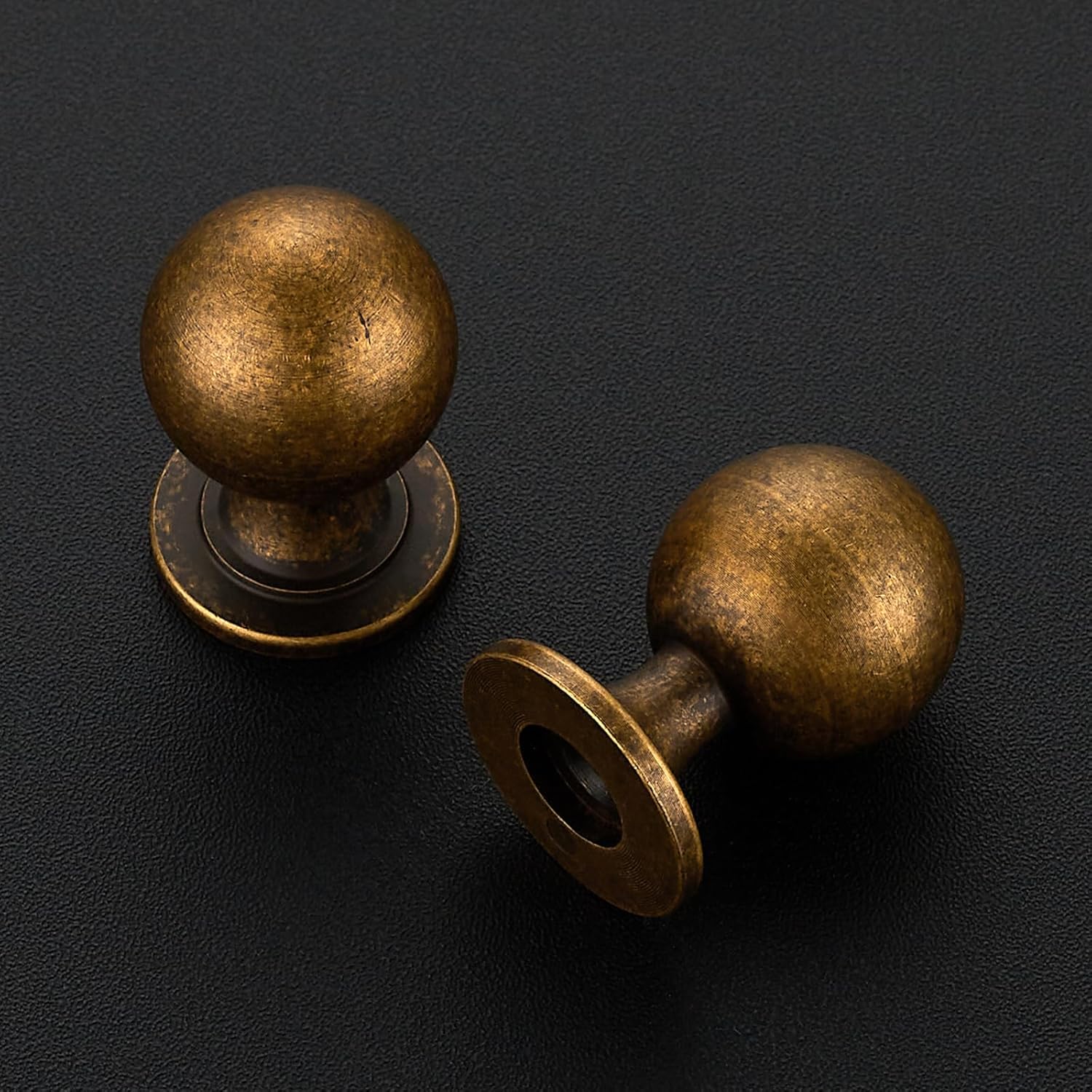 24 Pack Antique Brass Cabinet Knobs, Round Ball Knobs for Kitchen Cabinets, Drawers, 0.85 Inch