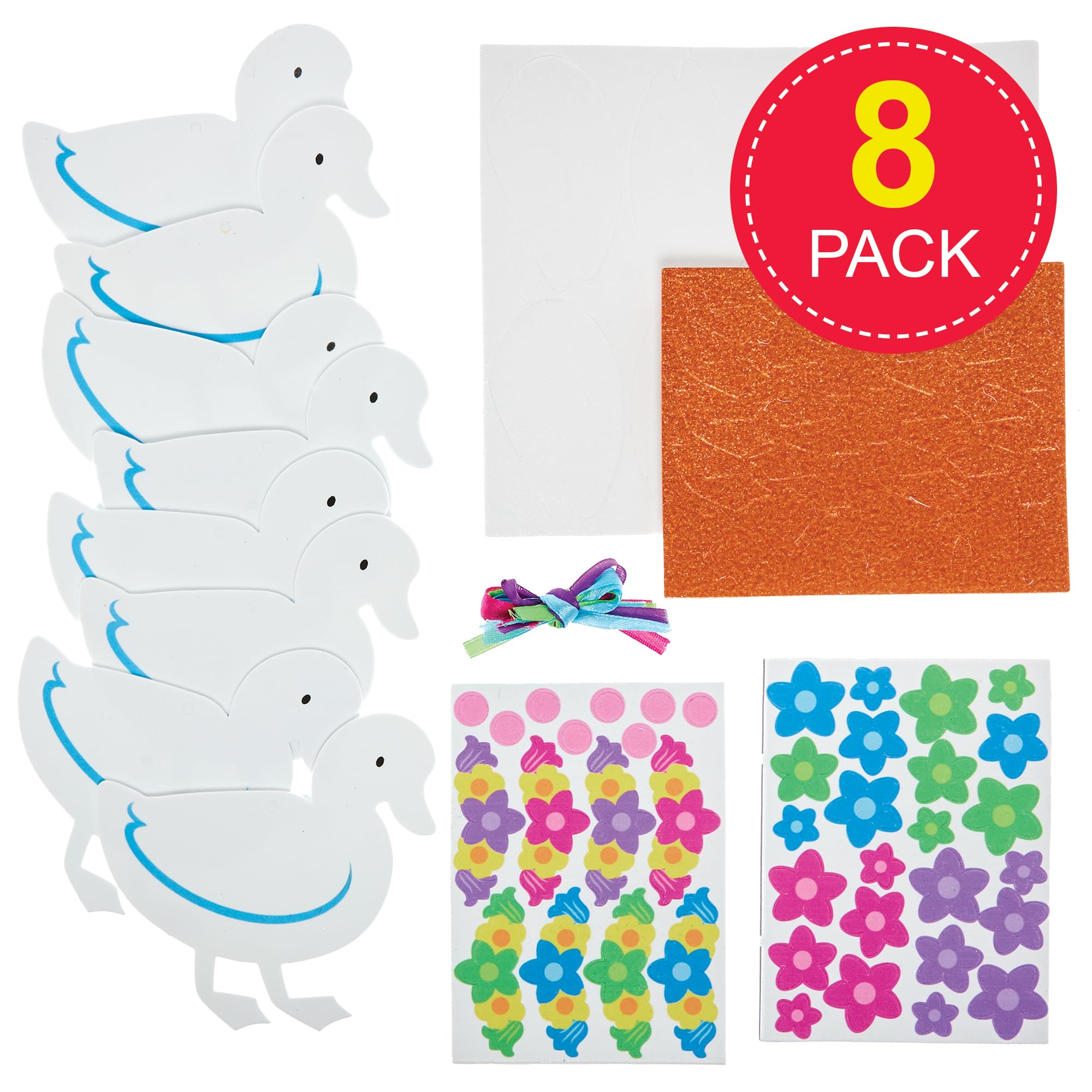 Baker Ross FN376 Springtime Ducks Mix & Match Decoration Kits - Pack of 8, Spring Decoration Arts and Crafts for Kids - Image 2