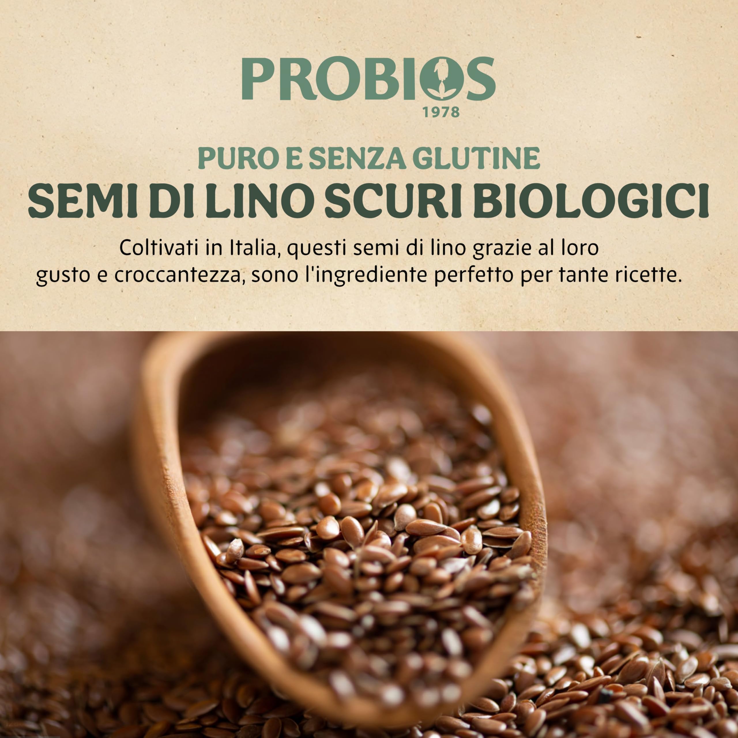 Probios Semi di Lino Fondente Bio - Semi di Lino Bio Senza Glutine - Ricco di Minerali e Fibre - Confezione da 5kg