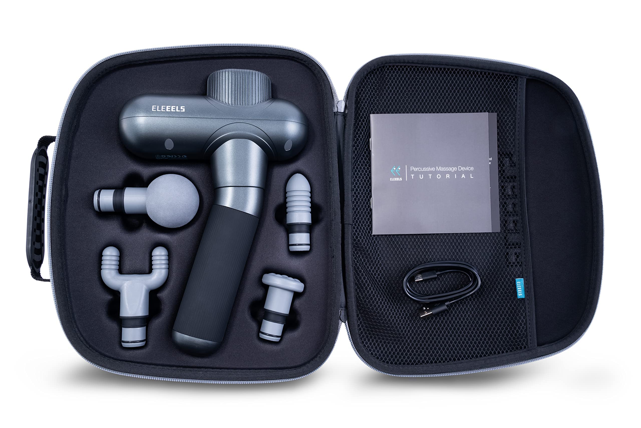 Pistolet do masażu X3, maks. 3200 obr./min, port ładowania USB-C, urządzenie do masażu karku, pleców i ramion, 4 poziomy prędkości, bezprzewodowy, ergonomiczny, do ponownego ładowania, czarny