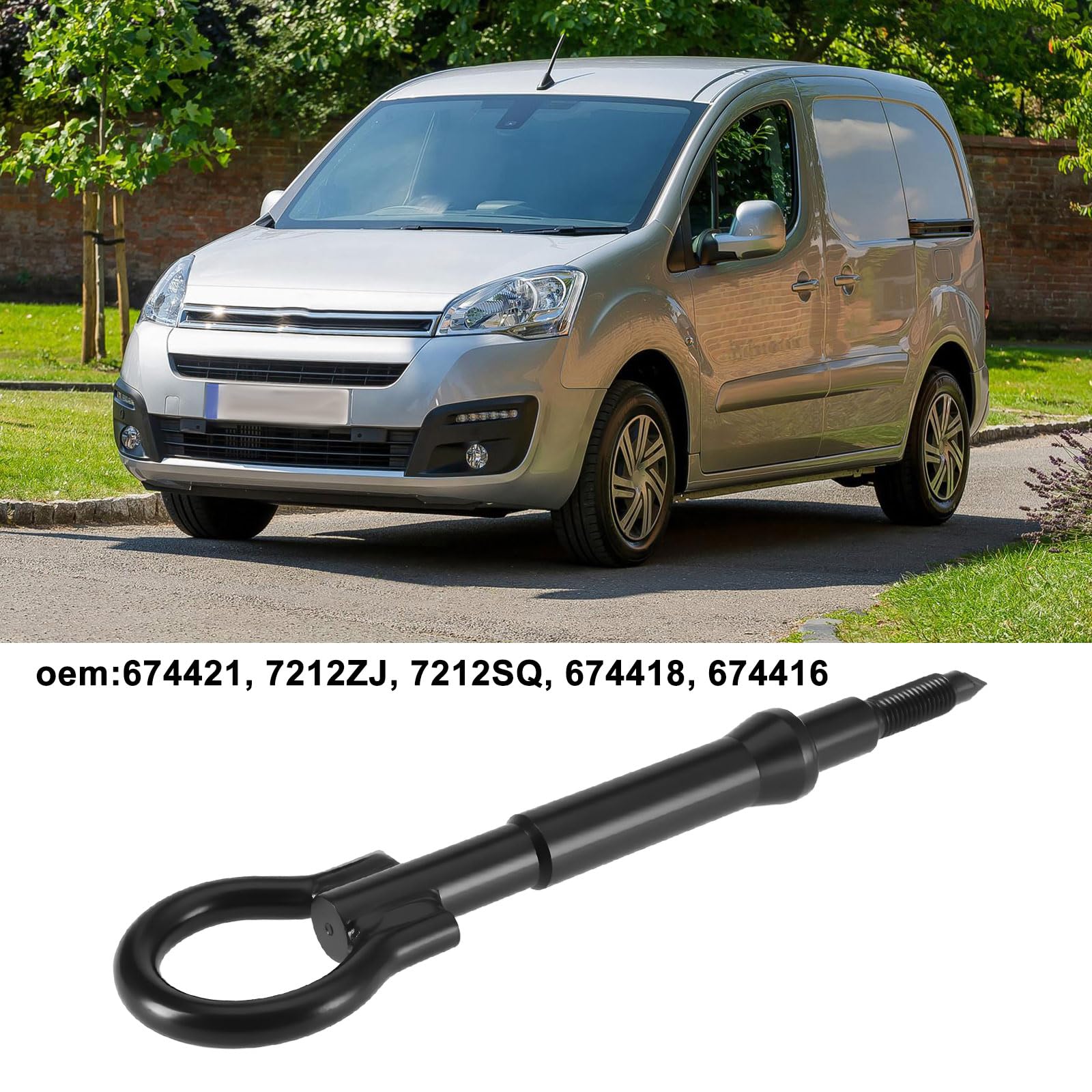 Crochet de Remorquage 674421 7212ZJ Compatible avec Citroën Berlingo 2008-2016 Noir