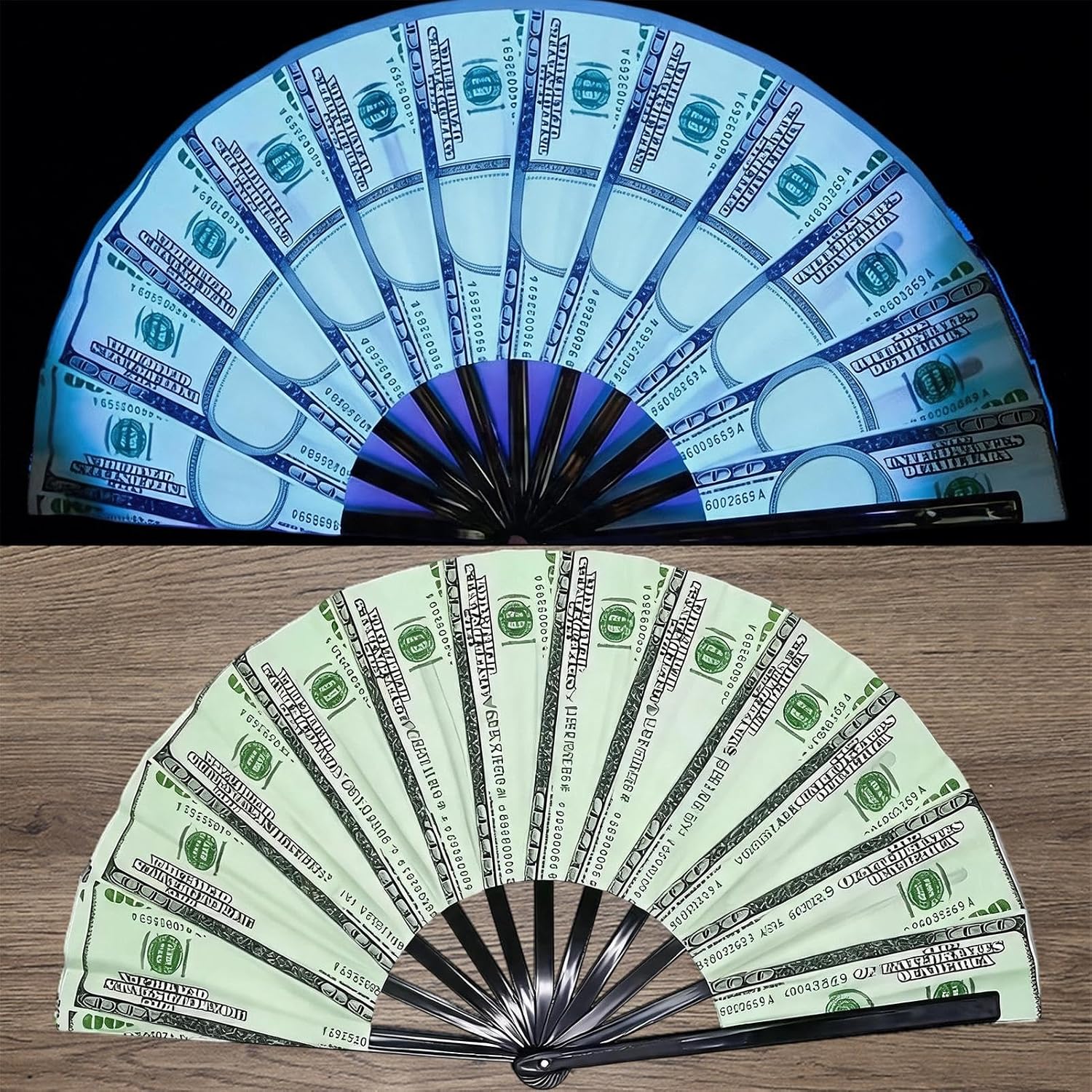 Portable Folding Fan, Dollar Print Design, Lightweight Handheld Accessory image 5