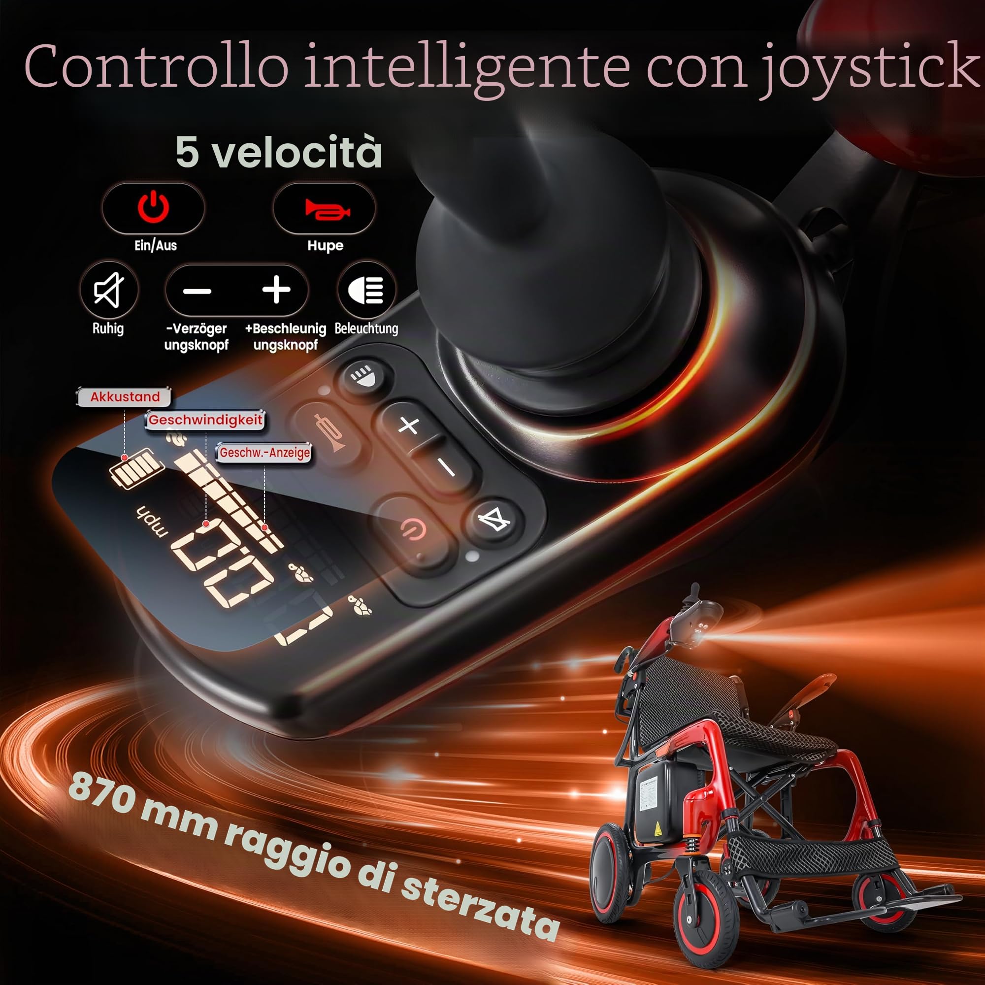 Sedia a rotelle elettrica ultraleggera pieghevole (13 kg), 100% fibra di carbonio, 2 batterie da 12AH, autonomia 48 km, sedia a rotelle elettrica per adulti, con cuscino imbottito, zaino