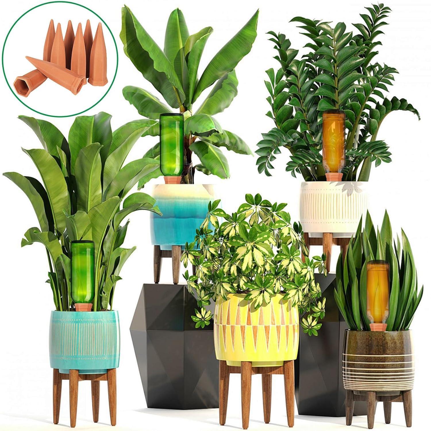 Coni Irrigatori per Piante,Strumenti per Irrigazione,Irrigazione Automatica per Piante da Interno,Kit da 8 Coni per Piantes,Pianta Acqua Dispositivi per Giardino Casa All'aperto per Vacanza
