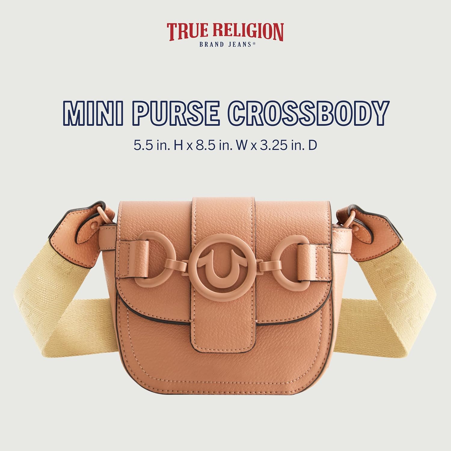 True Religion Women's Crossbody Bag, Mini Purse Handbag with Adjustable Shoulder Strap and Coated Hardware