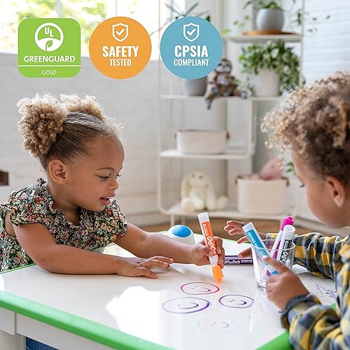 Miniatura 5 de ECR4Kids Mesa de actividades cuadrada de borrado en seco con 2 sillas, ajustable, muebles para niños, verde hierba, 3 piezas