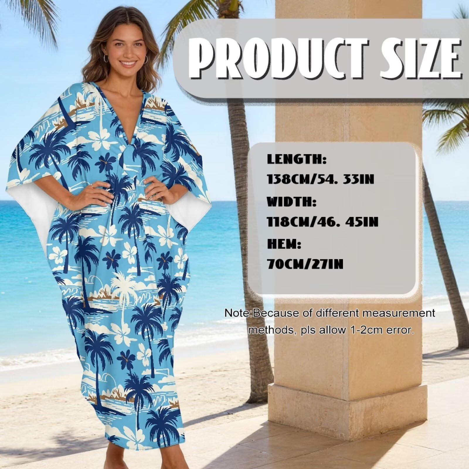 Xoenoiee Damskie sukienki kaftan plus size okrycie rękaw nietoperz letni strój kąpielowy kaftan okrycie plażowe