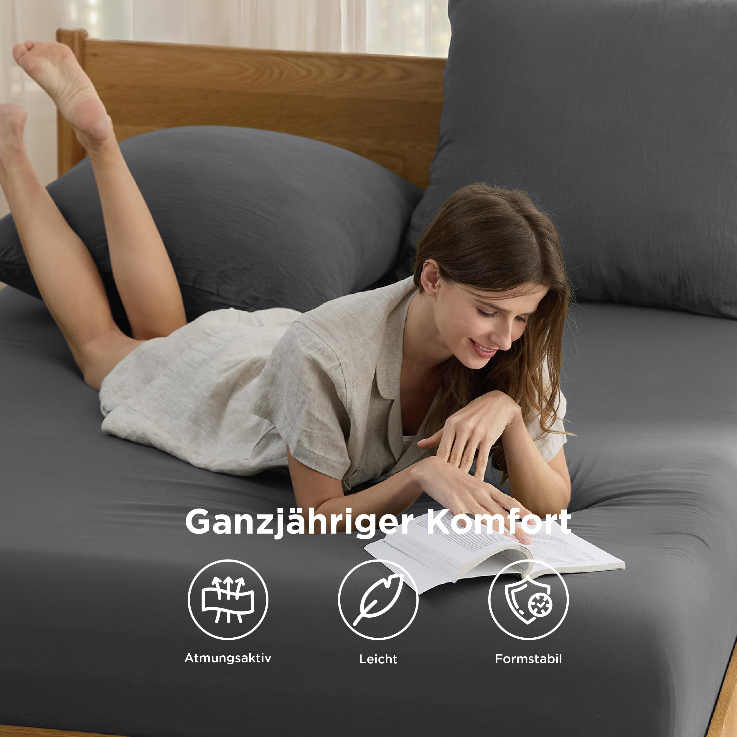 Bedsure Prześcieradło z gumką 180 x 200 cm, ekstra głębokie – prześcieradło do 40 cm prześcieradło z gumką na wysokie materace, łóżko kontynentalne i materace z materacem wierzchnim, miękkie i