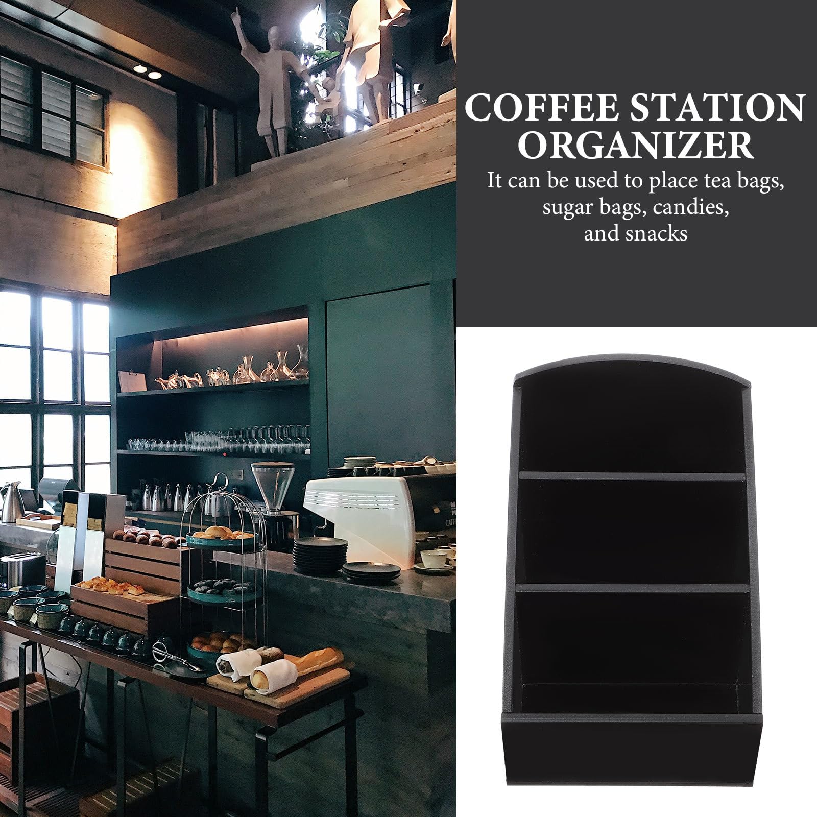 Happyyami Organizzatore per Stazione del Caffè 2 Pezzi Scatola da Banco per Bustine di Tè e Zucchero Portaoggetti Multiuso per Cucina Ufficio e Bar