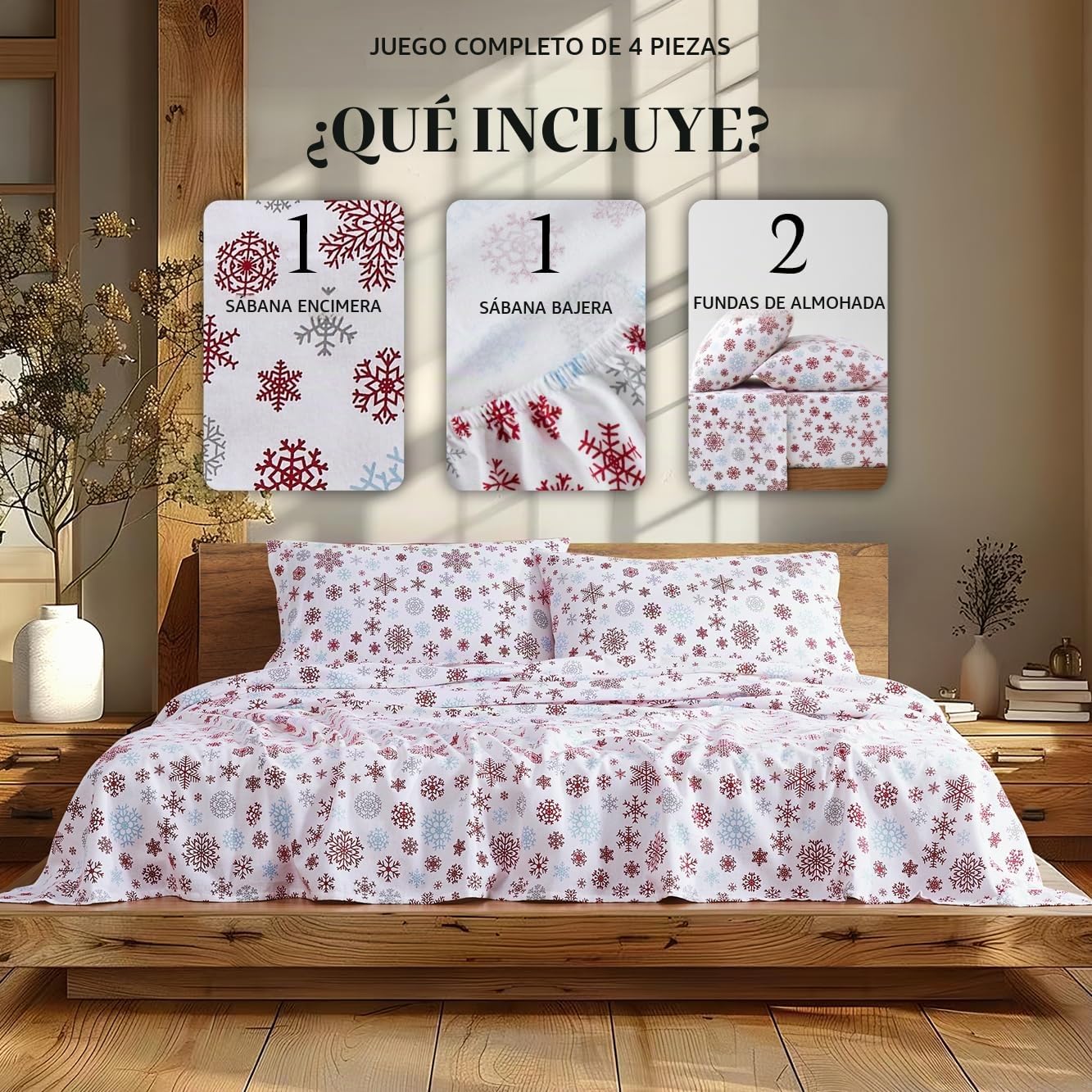 Linen Closet Juego de sábanas de percal 100% algodón de 160 g/m², tamaño Queen Icy Star
