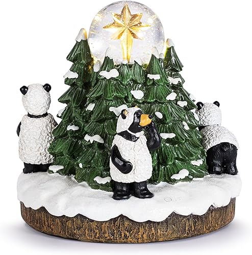 Miniatura 4 de Beartivity Festive Green - Globo de nieve musical navideño de resina de 7.5 pulgadas