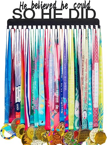 Goutoports Soporte de exhibición para medallas, She Believed She Could She Did, colgador de pared personalizado para corredor de carreras