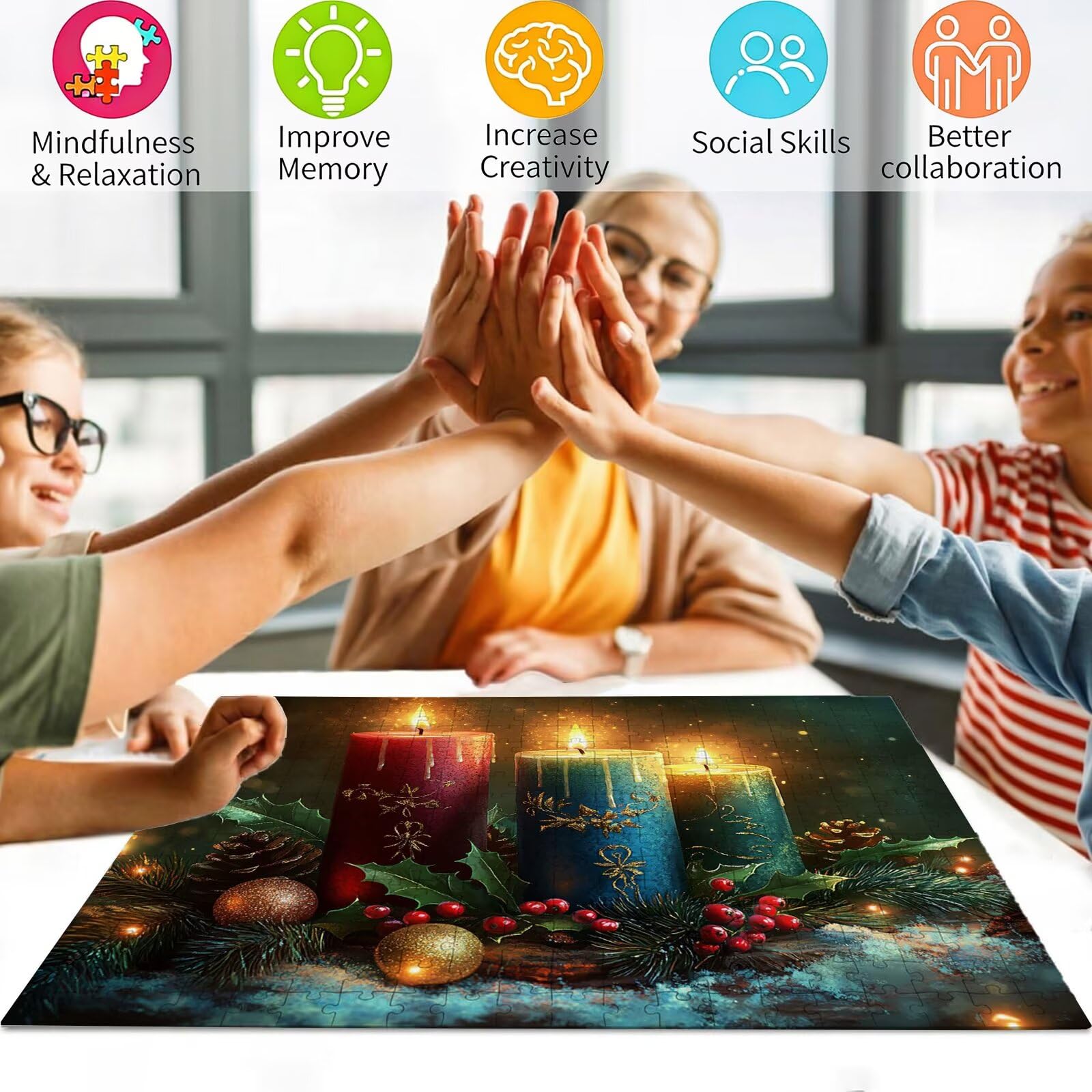 Puzzle 2000 elementów, świeca, drewniane puzzle dla dorosłych, klasyczna gra edukacyjna, puzzle marzenie, duże, imponujące puzzle, piękna dekoracja, puzzle i prezenty, zestaw do majsterkowania dla