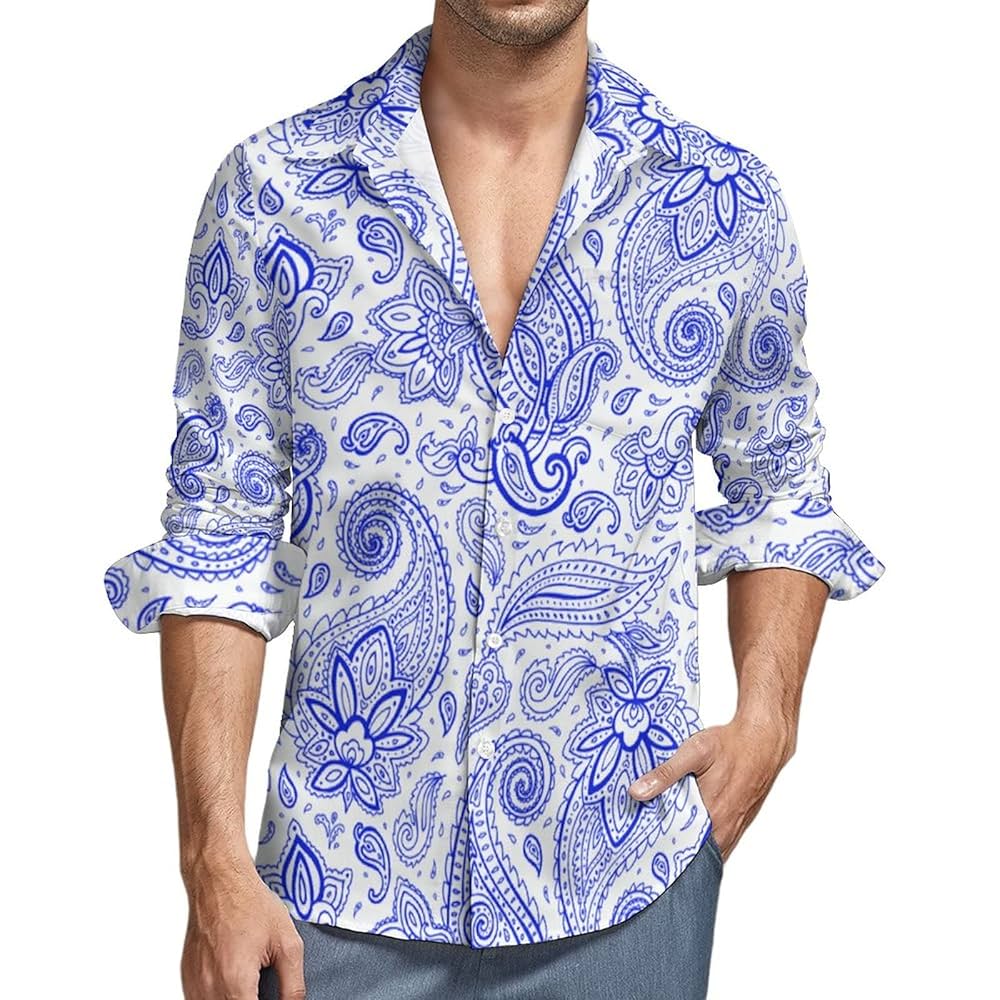 Amazon.com: Paisley Print Men's Button Down Long-Sleeve Shirts