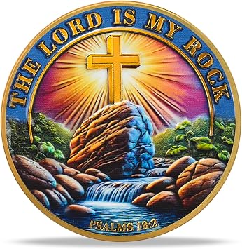 The Lord is My Rock Christian Challenge Coin Psalms 182 Verse