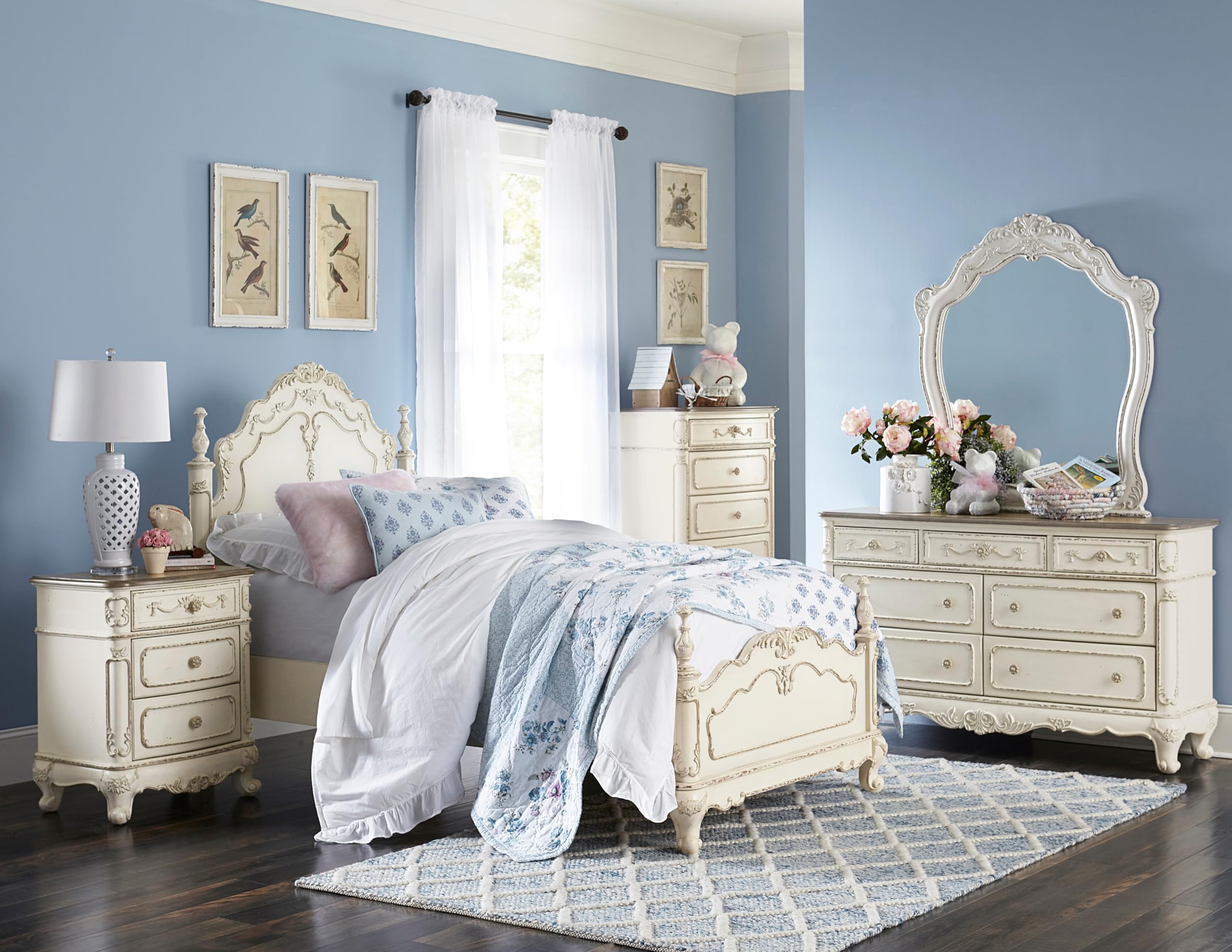 Amazon.com: JUSHIGOGO Victorian Style Antique White Full Bed 1pc