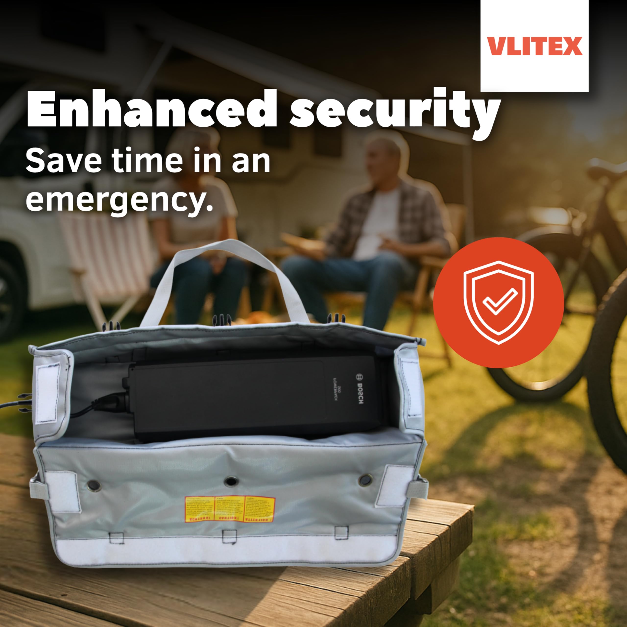 VLITEX Borsa a batteria per bicicletta elettrica, di alta qualità, testata, per caricare, conservare, trasportare in modo sicuro, antiesplosione, protezione dagli impatti, tessuto speciale ignifugo a breve termine fino a 1000 °C