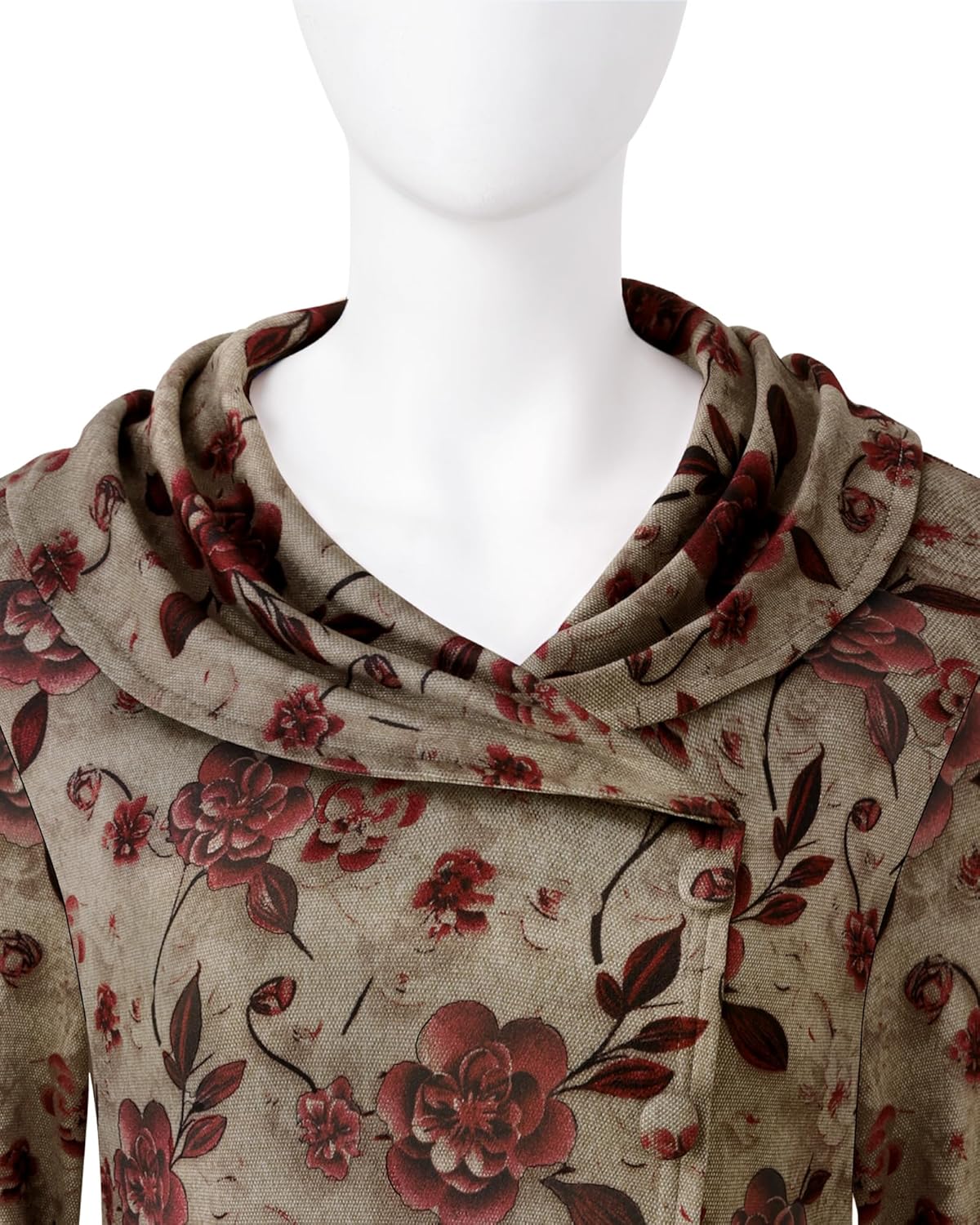 VALOLIA Womens Long Sleeve Tops Fall Winter Buttons Side Tulip Hem Lapel Pullover Sweatshirt - Image 4