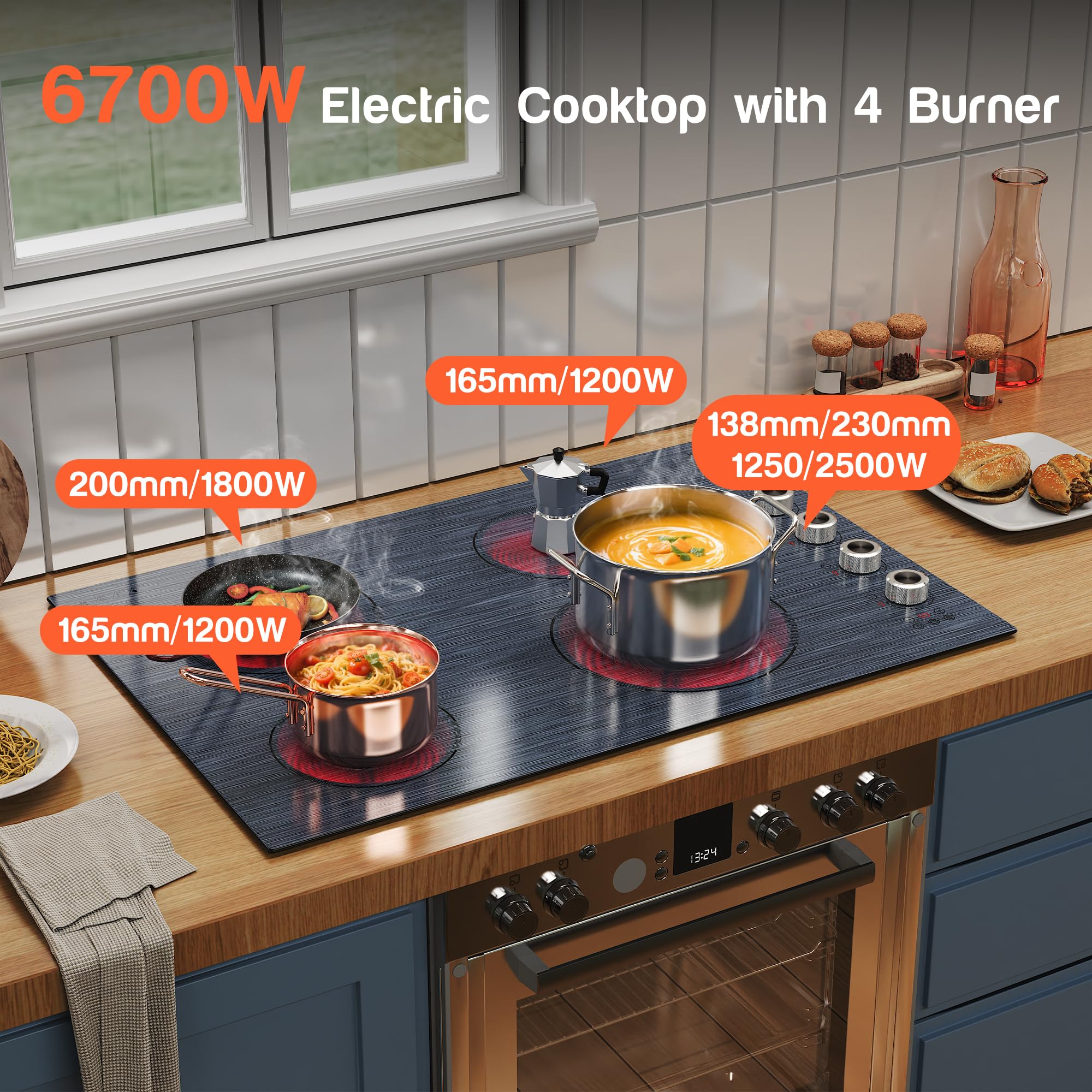 Snapklik.com : Karienvir Electric Cooktop 30 Inch, 4 Burner Electric