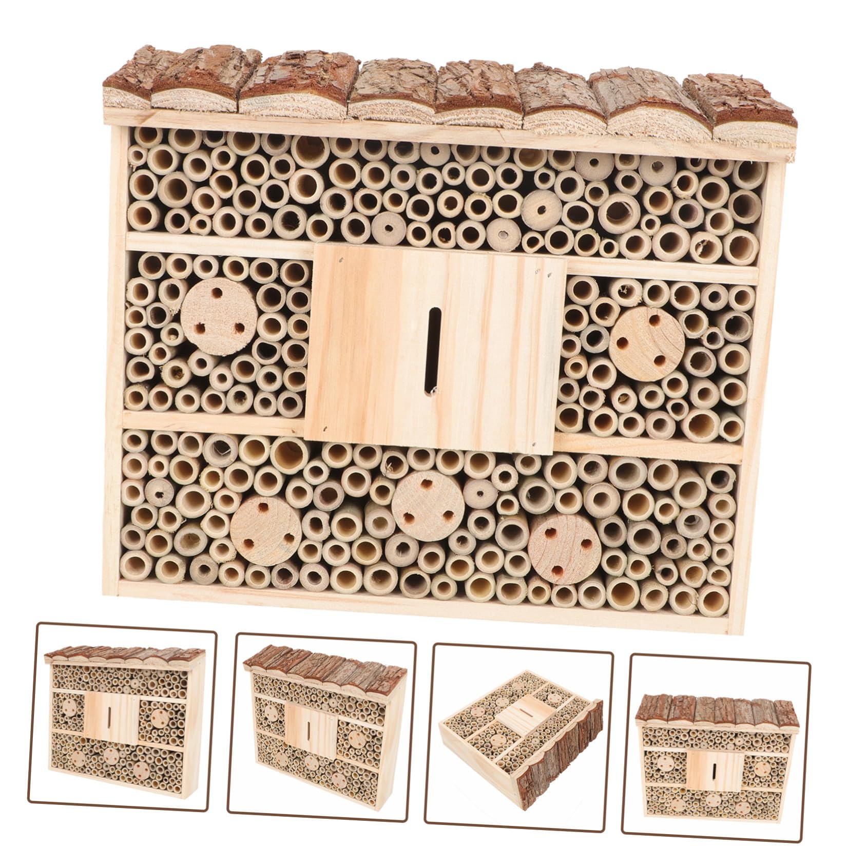 Abaodam Casetta per Insetti da Giardino in Stile Casetta di Legno Beige in Plastica, Funzionale per Mantenere L'ecologia e Attirare Api e Piccoli Coleotteri, Decorazione per Giardino