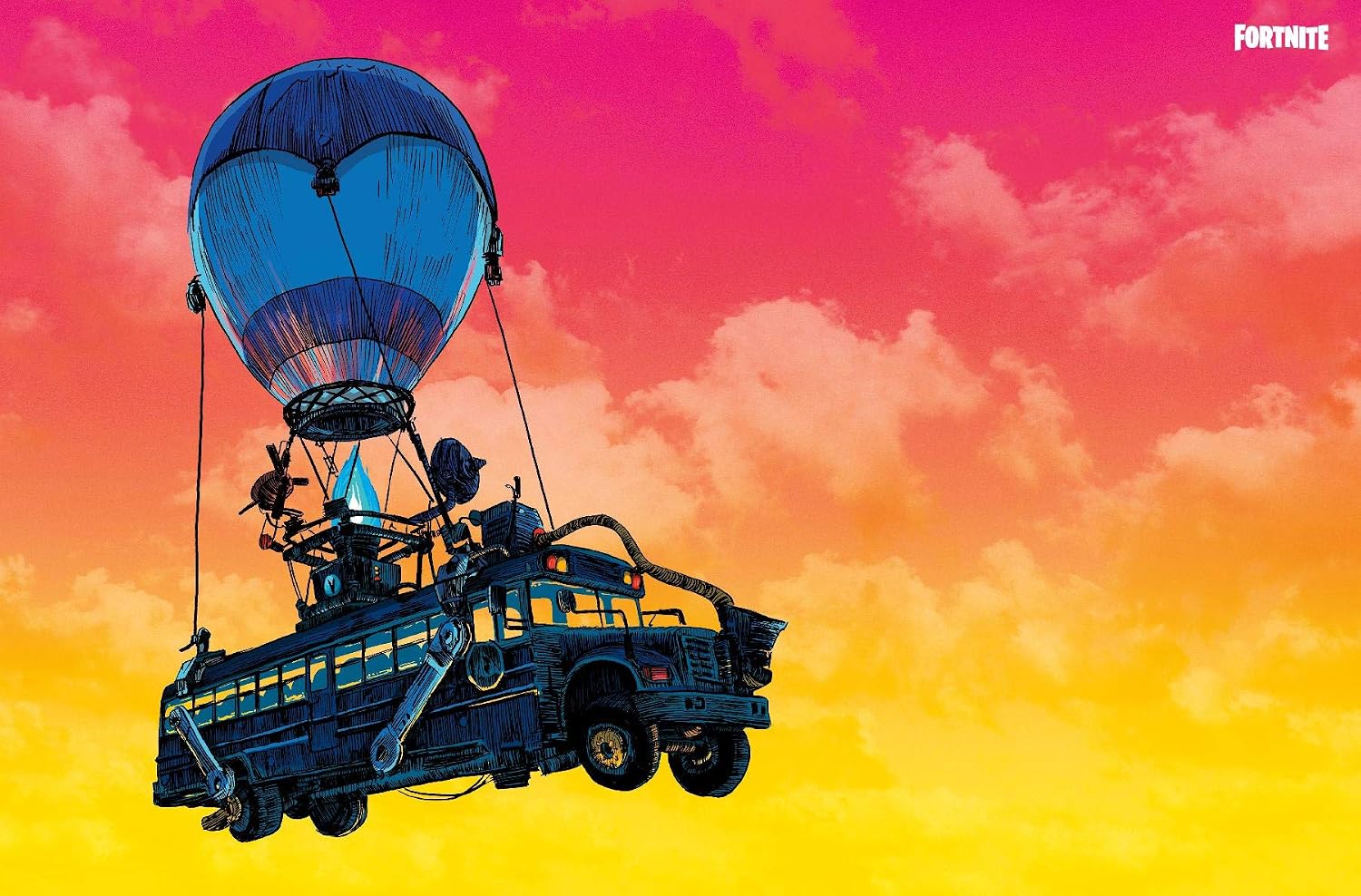 Trends International Fortnite - Battle Bus Landscape Wall Poster, 22.375" x 34", Unframed Version