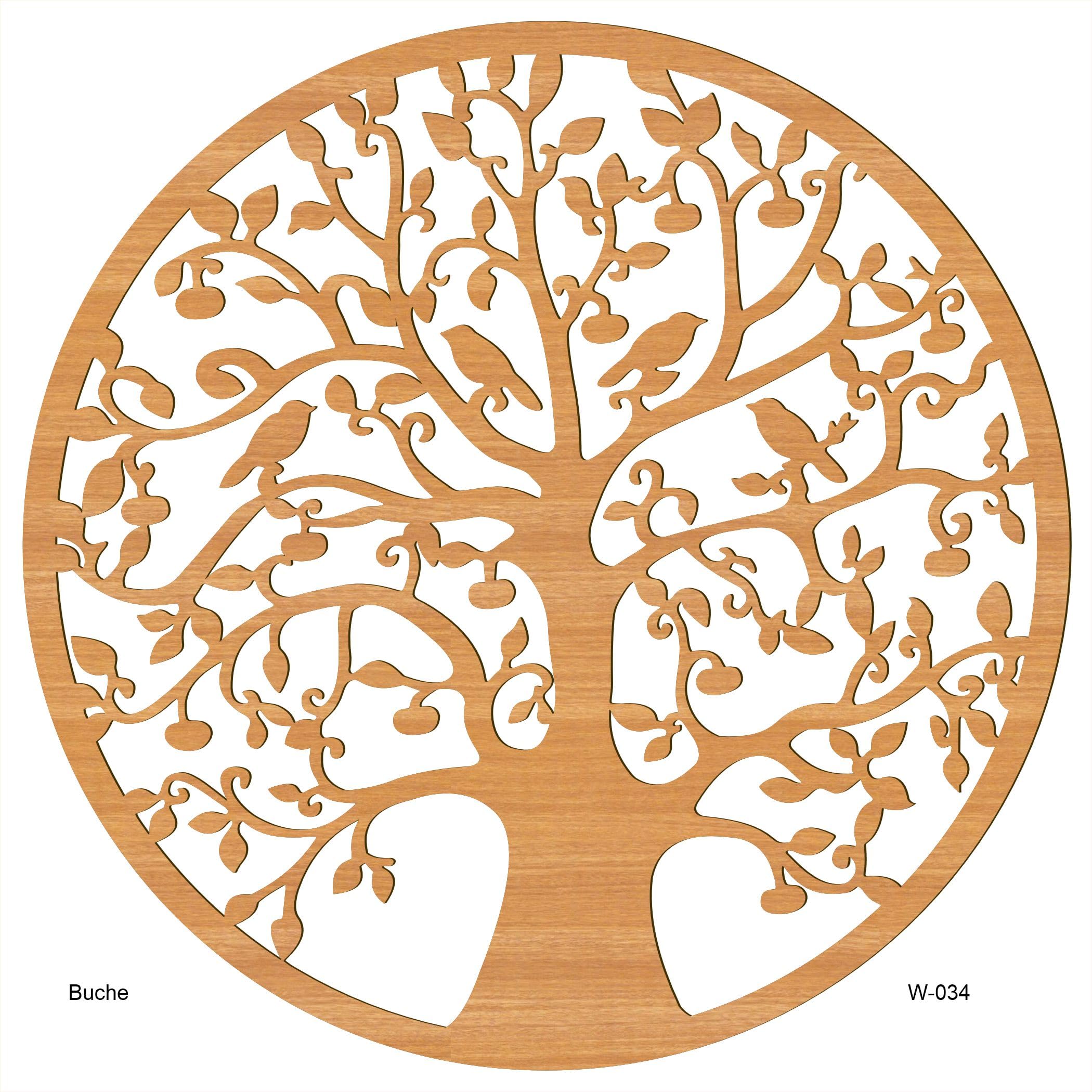 Lebensbaum Holz Ø 39/49 cm - 8 Holz-Optiken-Wandbild - edle Dekoration - Baum des Lebens - ideale Geschenkidee