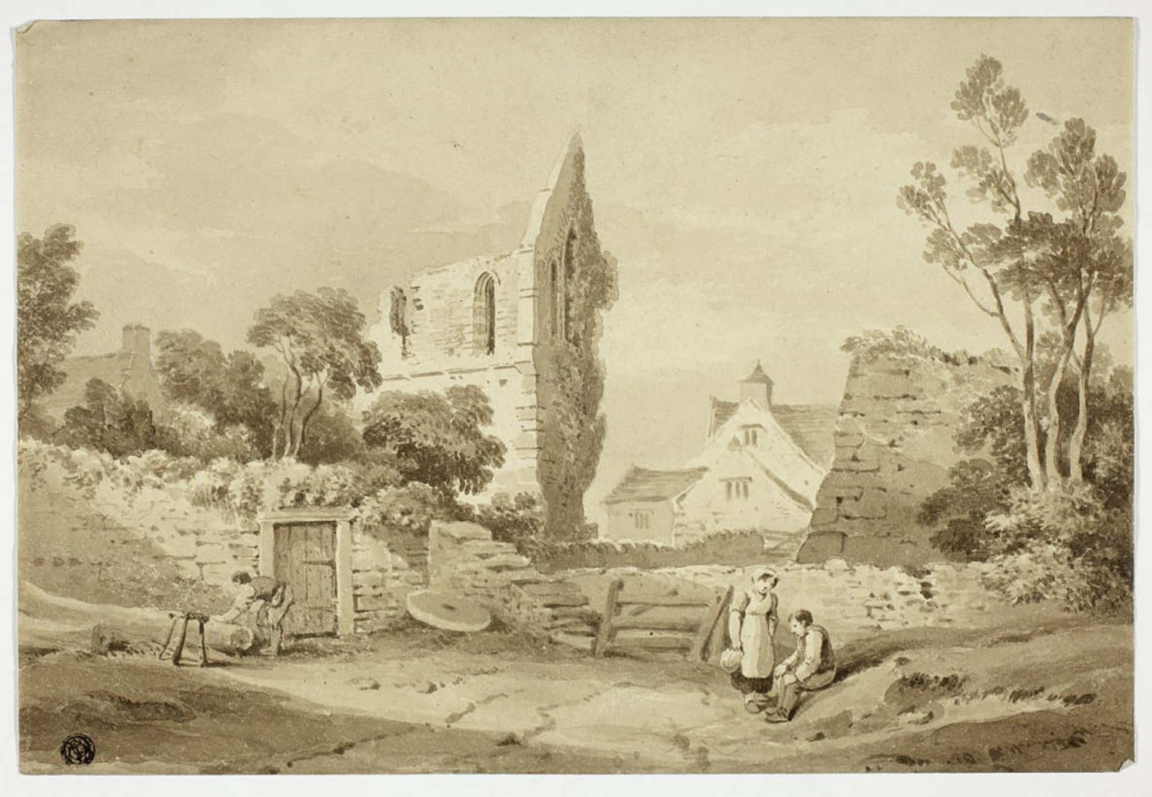 ARTXLXXBN Famous Prints Artwork Pictures Poster Painting Art Wenlock Abbey Sharpshire by George Augustus Holmes Artwork Landscape Pictures for Home Decor 60x90cm