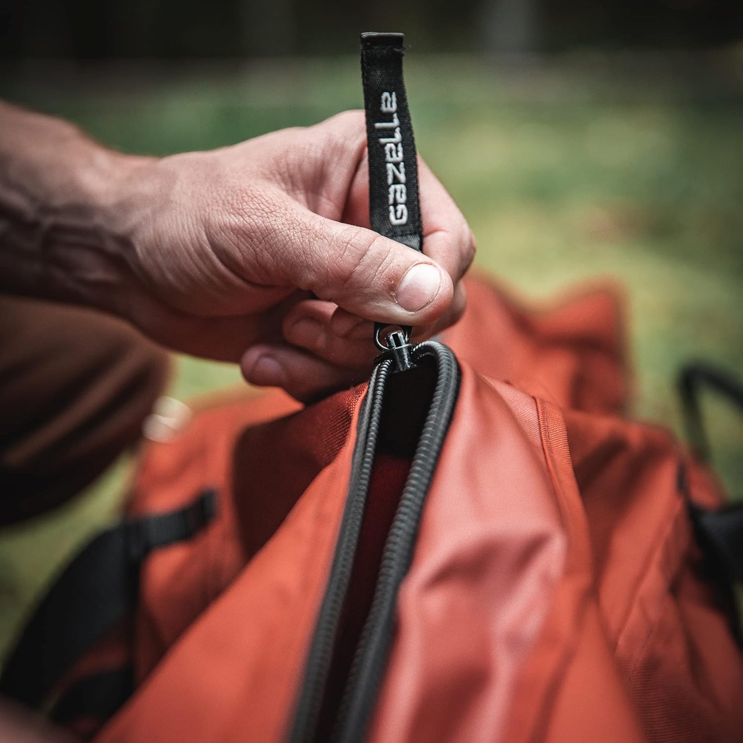 Gazelle Tents™ GA110 T4 Plus/T8 Water-Resistant Duffle Bag, 600D Oversized Duffle Bag, Padded Straps, Sealed Seams, External Stake Pouch, Zipper Cover, Sedona