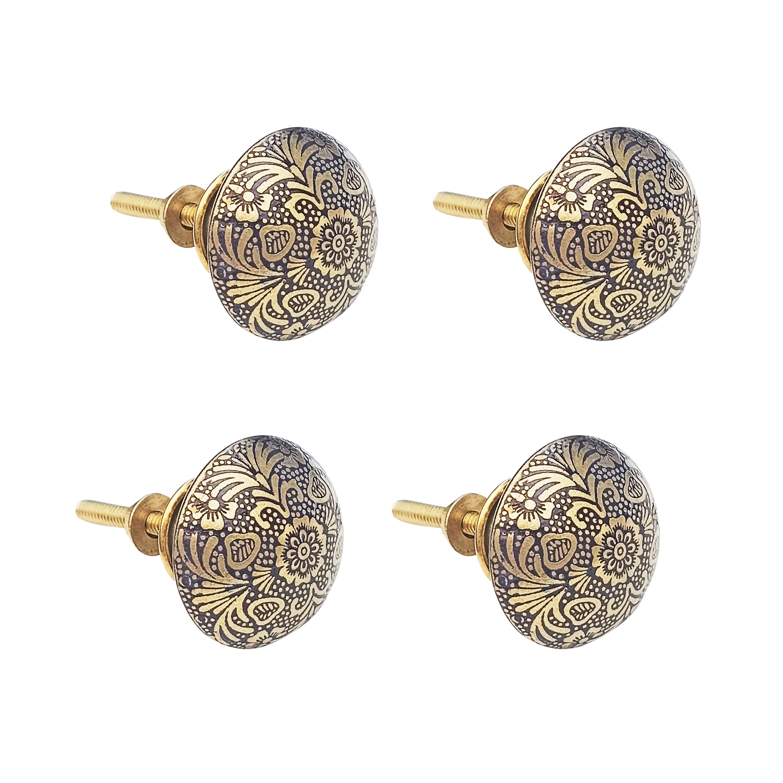 Mix&Match Black Floral Drawer Knobs for Cabinet, Wardrobe & Dresser – Antique Handicraft Handles for Kitchen, Bathroom & Furniture | Multicolor Decorative Pulls (Pack of 4)-picture-25