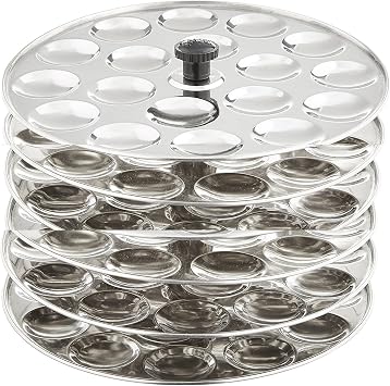 Tabakh 6-Rack Stainless Steel Mini Idli Stand, Makes 108 Idlys