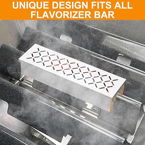 Miniatura 7 de DcYourHome Caja de ahumador en forma de V para parrilla de gas de carbón y propano, caja de ahumador de virutas de madera de acero inoxidable para