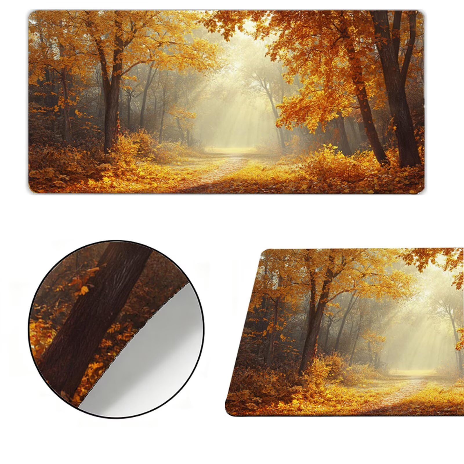 Podkładka pod mysz XXL 1200 x 400 x 3 mm podkładka pod mysz jesienna podkładka pod mysz drzewo poprawia precyzję i szybkość, antypoślizgowe wodoodporne, szyte krawędzie, akcesoria do gier, komputer