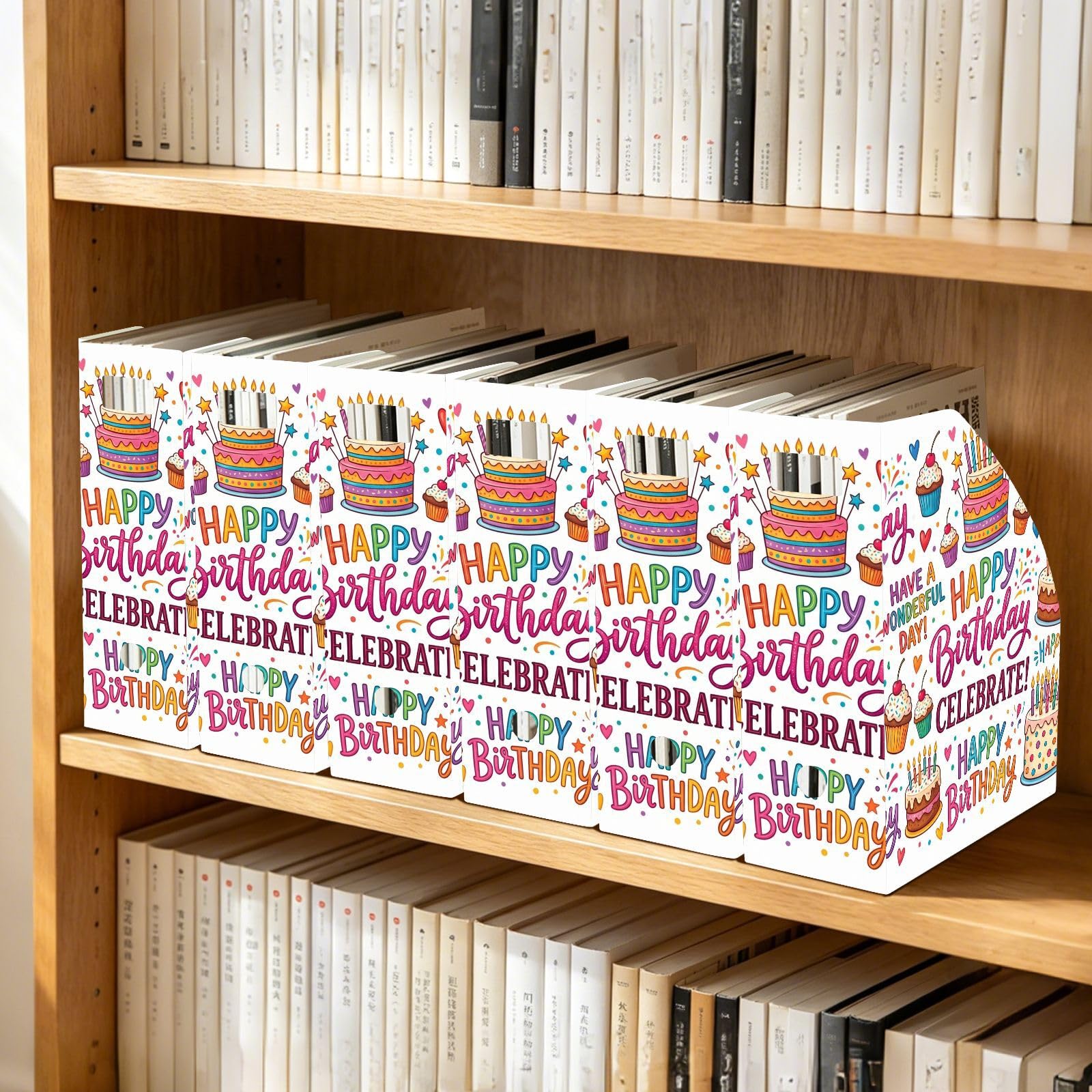 Porte-revues coloré pour anniversaire avec rangement vertical