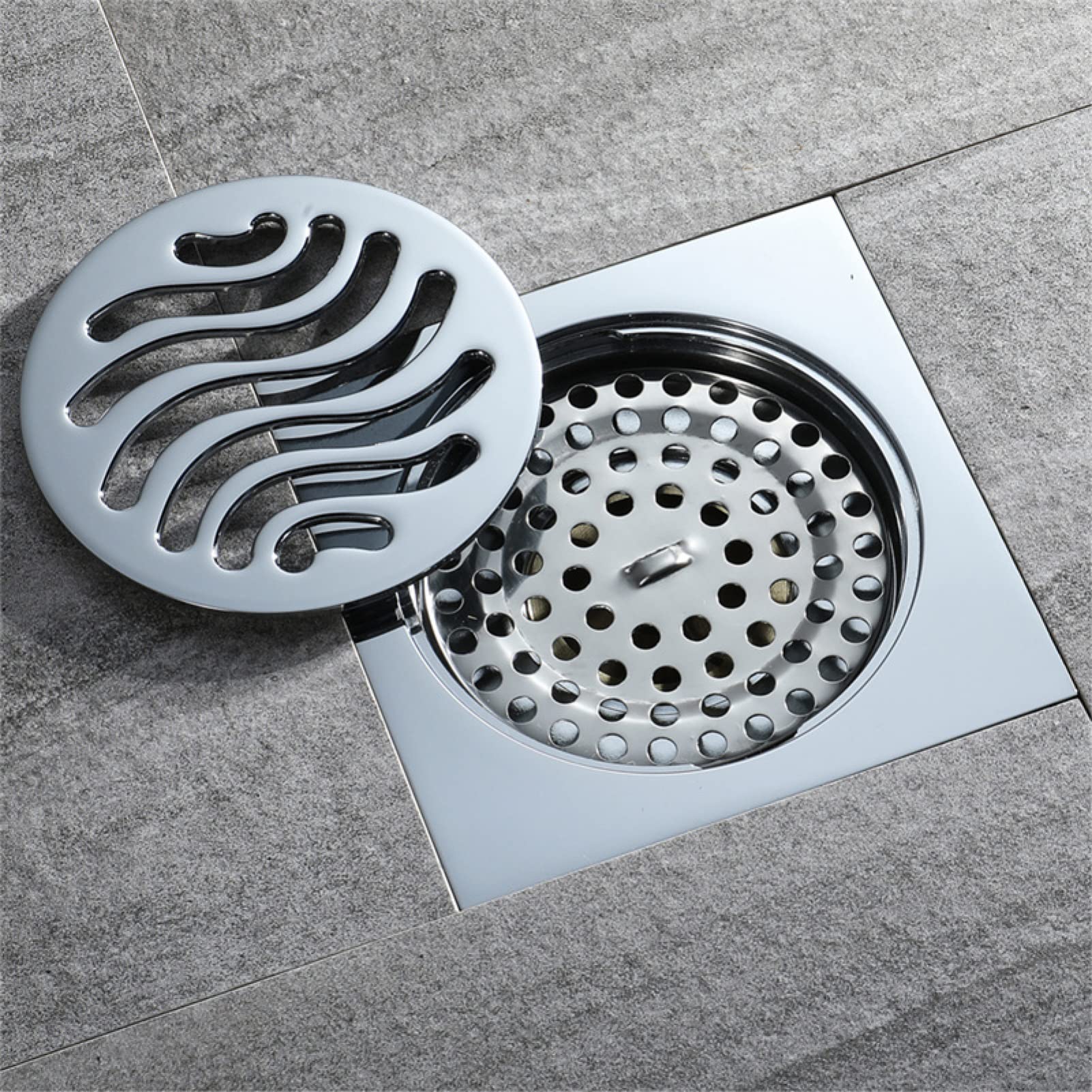 Desagüe de Ducha Cuadrado de Cobre de 4 Pulgadas con Tapa extraíble para Cocina, baño, balcón, Ducha, Bronce (Cobre Cromado).