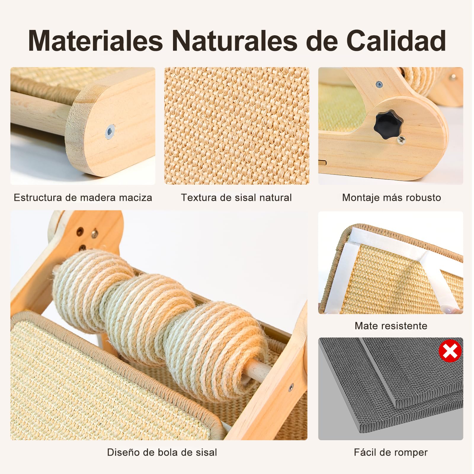 DONWEI Rascador Gatos L Vertical 60CM Sisal Extraíble Protector Muebles | Sisal antiarañazos, estructura L, alfombra extraíble, rasca pared, todos gatos interior