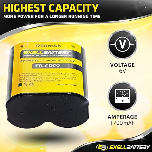 Miniatura 2 de EXELL CR-P2 6V 1700mAh (mayor capacidad en el mercado) Batería de litio compatible con cámaras digitalesanalógicas, accesorios