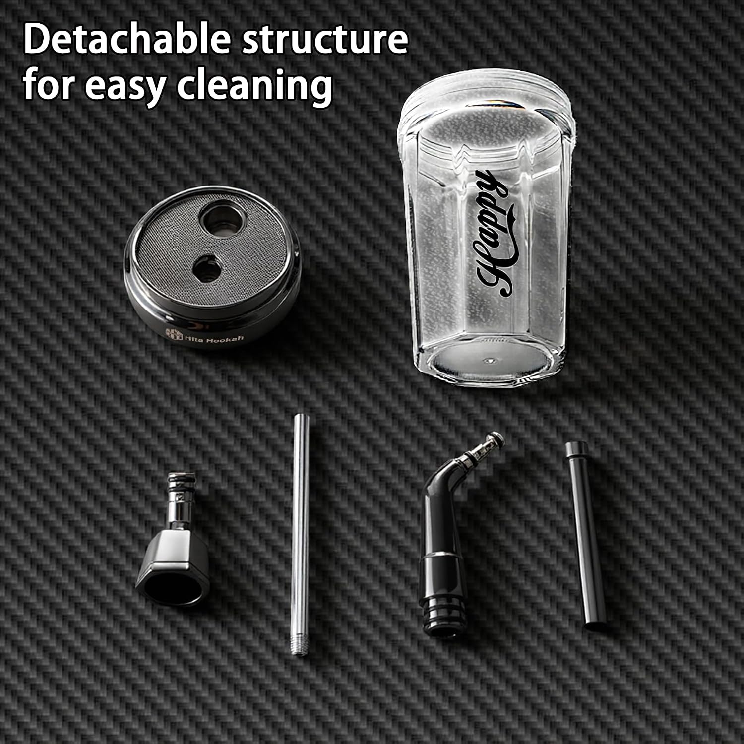 Hita Portable Hookahs Water Pipe Set for Travel, Black, Easy Setup, and Large Cloud Performance