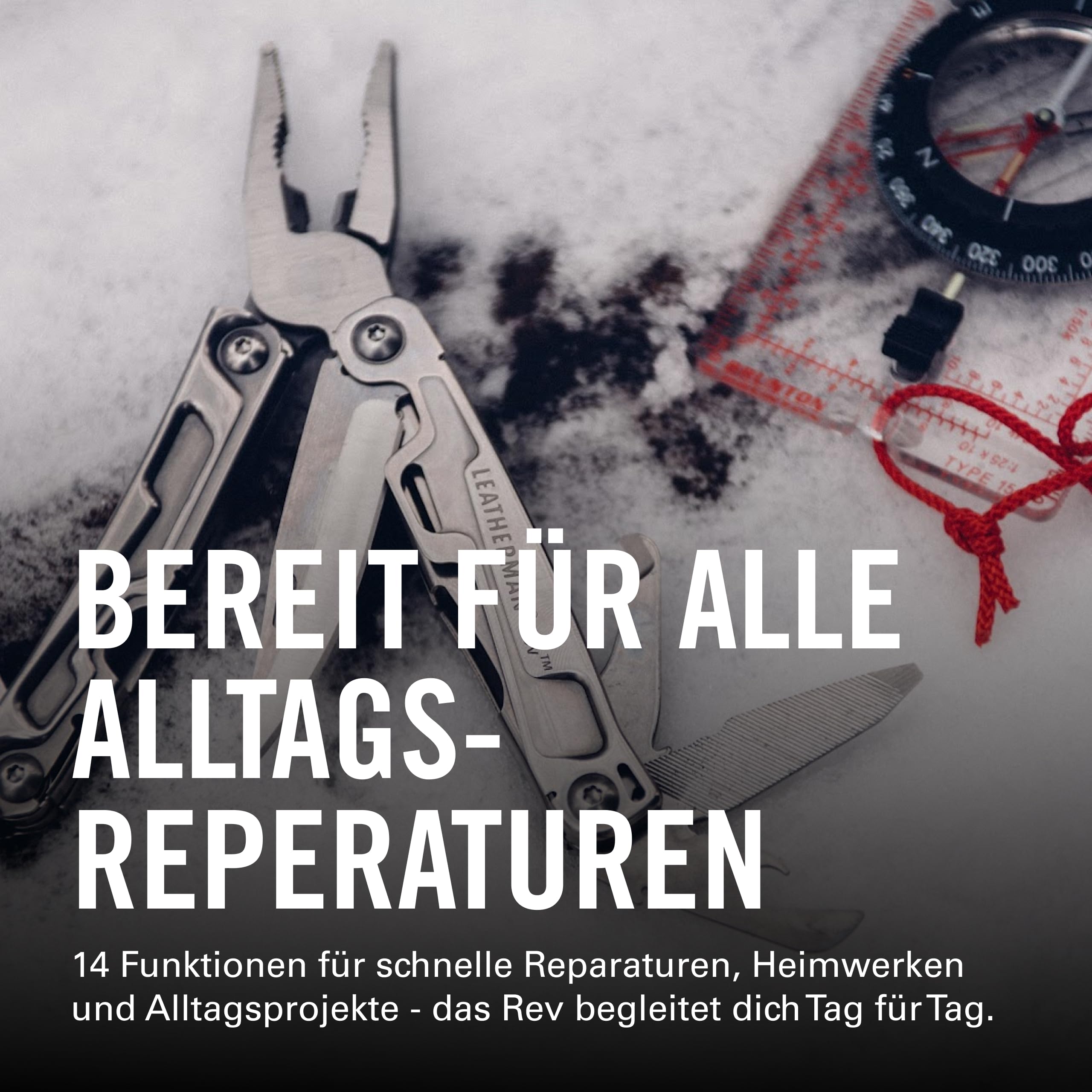 Leatherman Rev Multi-Tool - 14 Werkzeuge mit Klinge für Camping und Heimwerken - Edelstahl, Silber