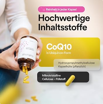 Coenzyme Q10 - 120 Vegan Capsules - 200 mg Daily Dose - In Pharmacist Glass High Dose & Derived from Fermentation - Laboratory Tested