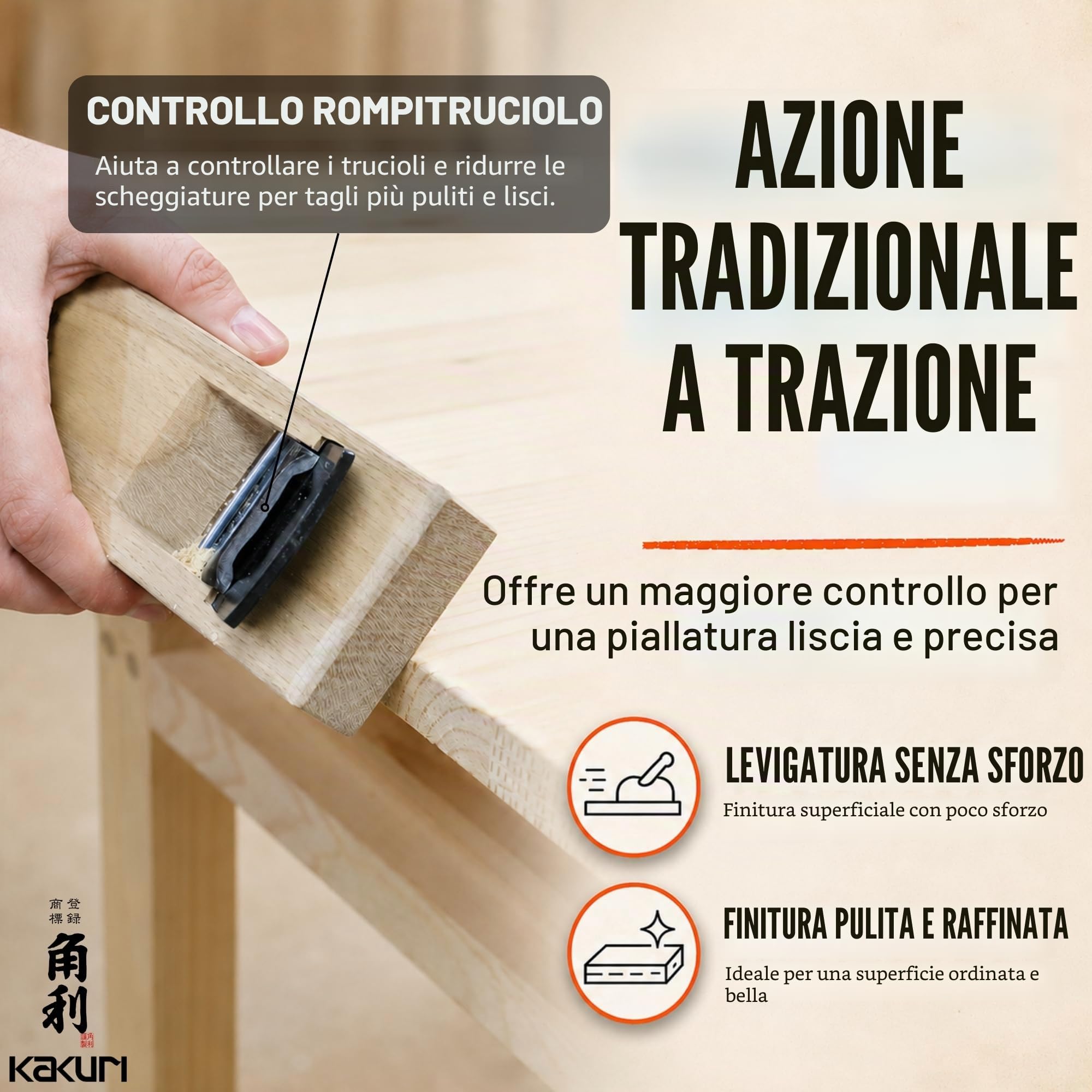 KAKURI Mini Kanna - Aereo in legno, 42 mm dal Giappone